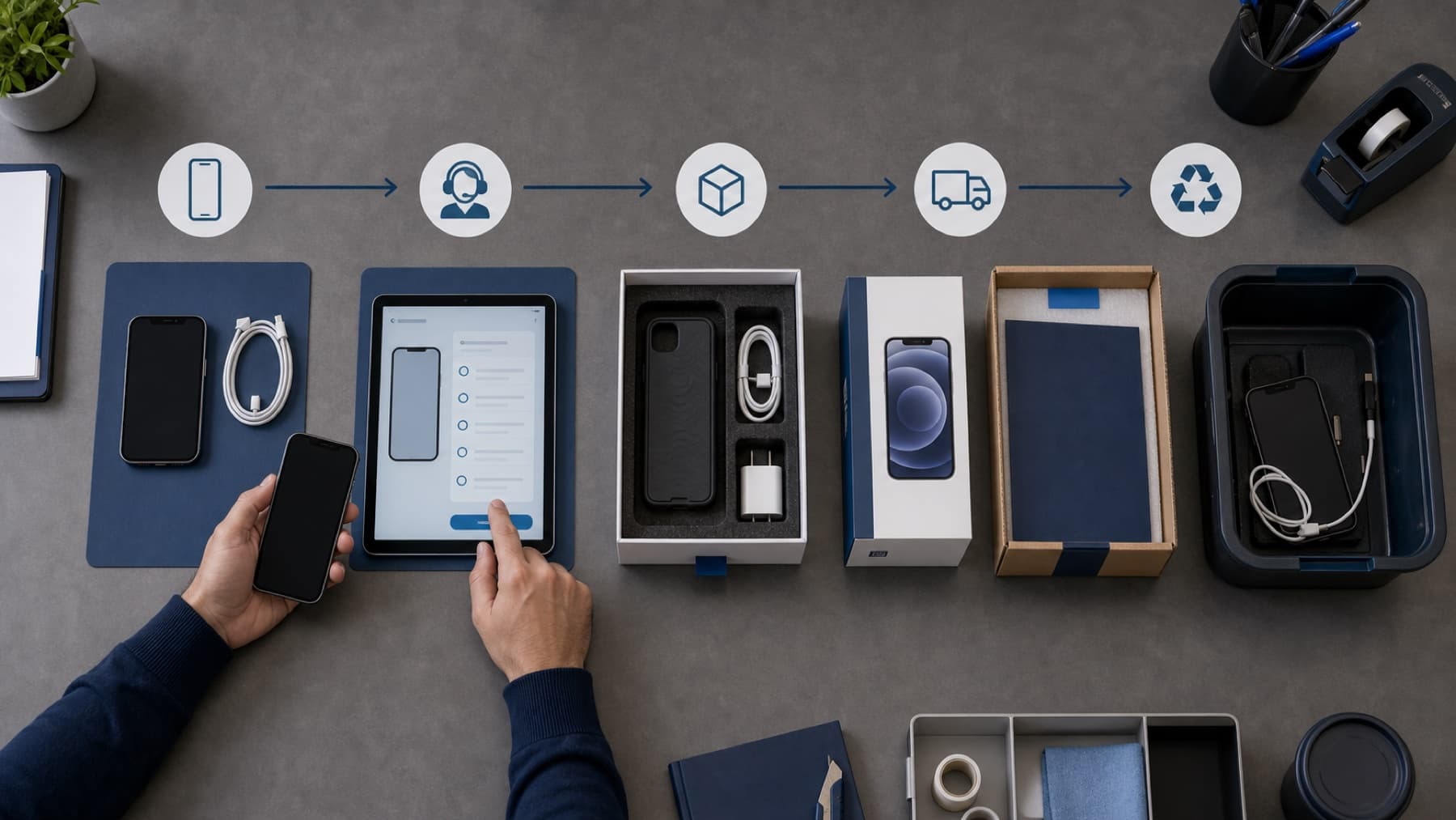 Device lifecycle from active device to claim intake to replacement and recovery