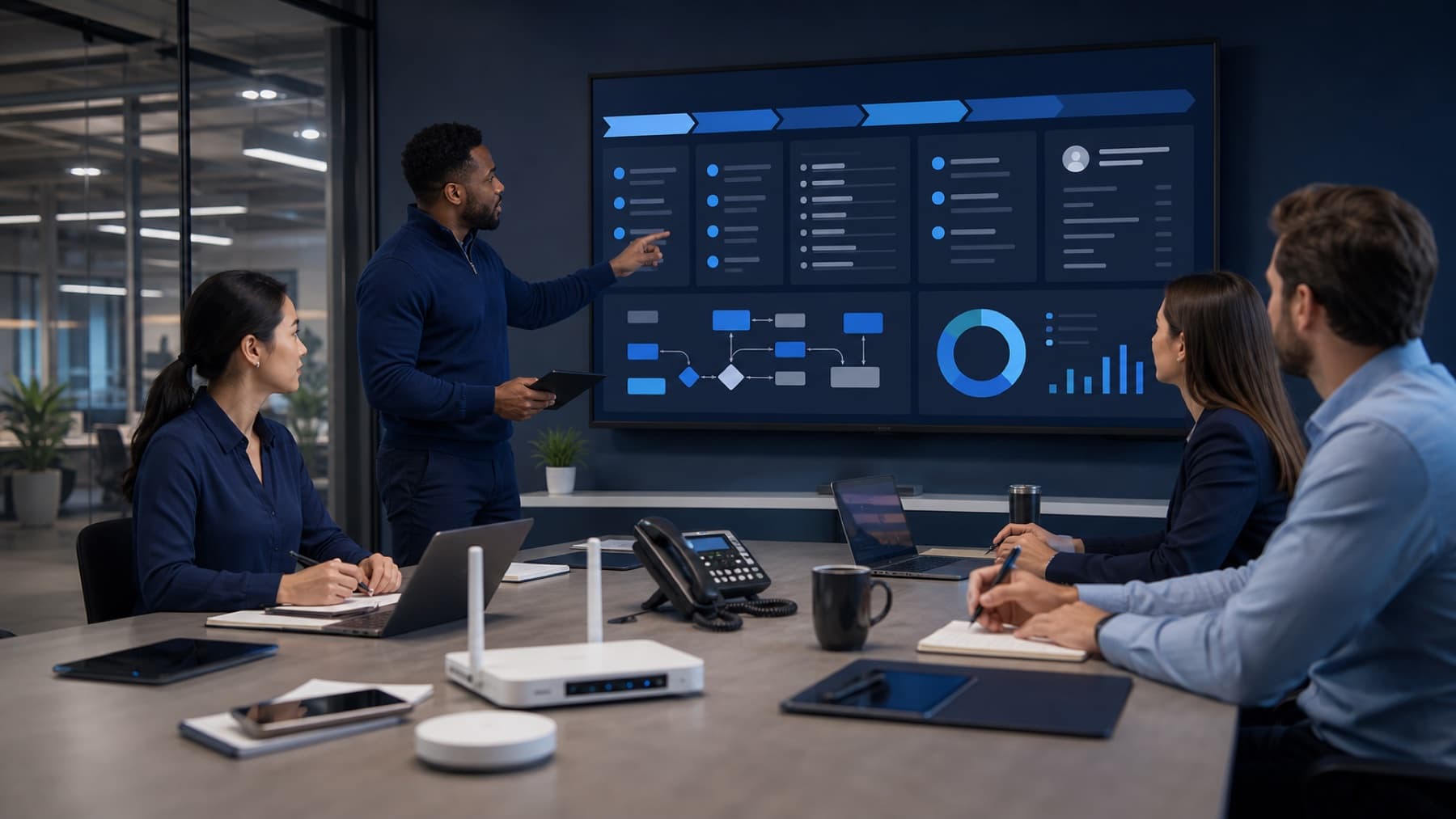 Business operations team aligning CRM workflows and customer support processes