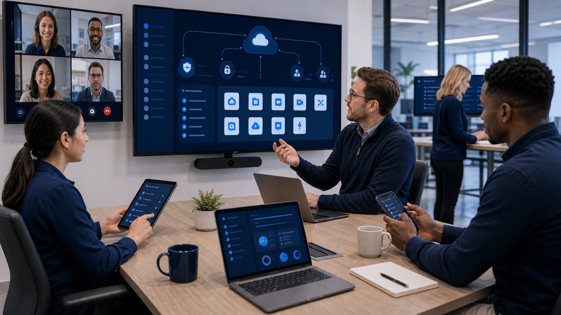 Fiber and wireless network planning map connecting offices, warehouses, branches, and mobile teams